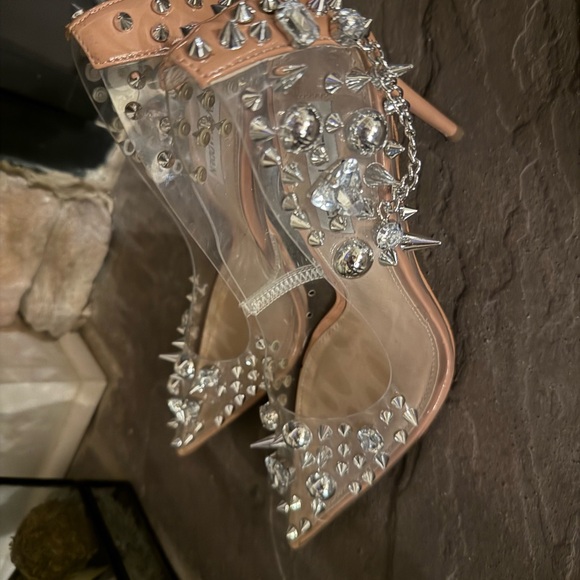 Steve Madden Shoes - Steve Madden Silver Stiletto Heels with Studded Design